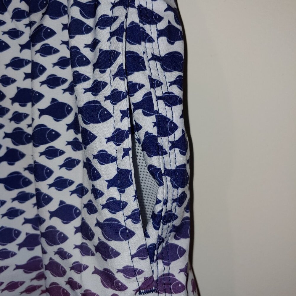 Spicy Tuna Trunks Size Medium Color Blocks Blue Red Fish Print - Picture 3 of 9
